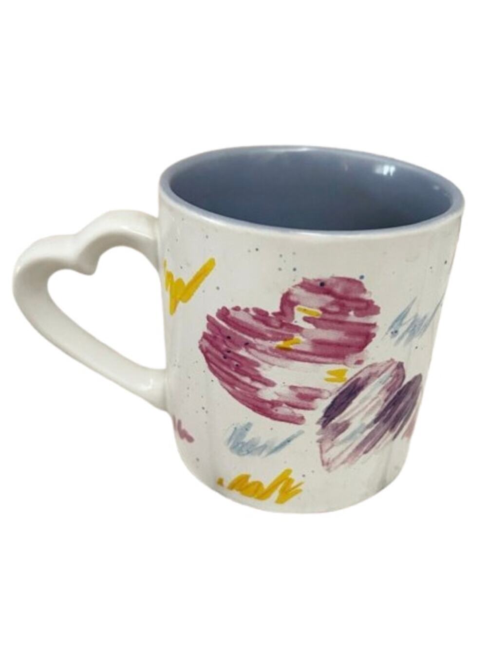 RUSS BERRIE Vintage 80s Heart Pattern Mug Lilac Interior Retro Coffee Cup